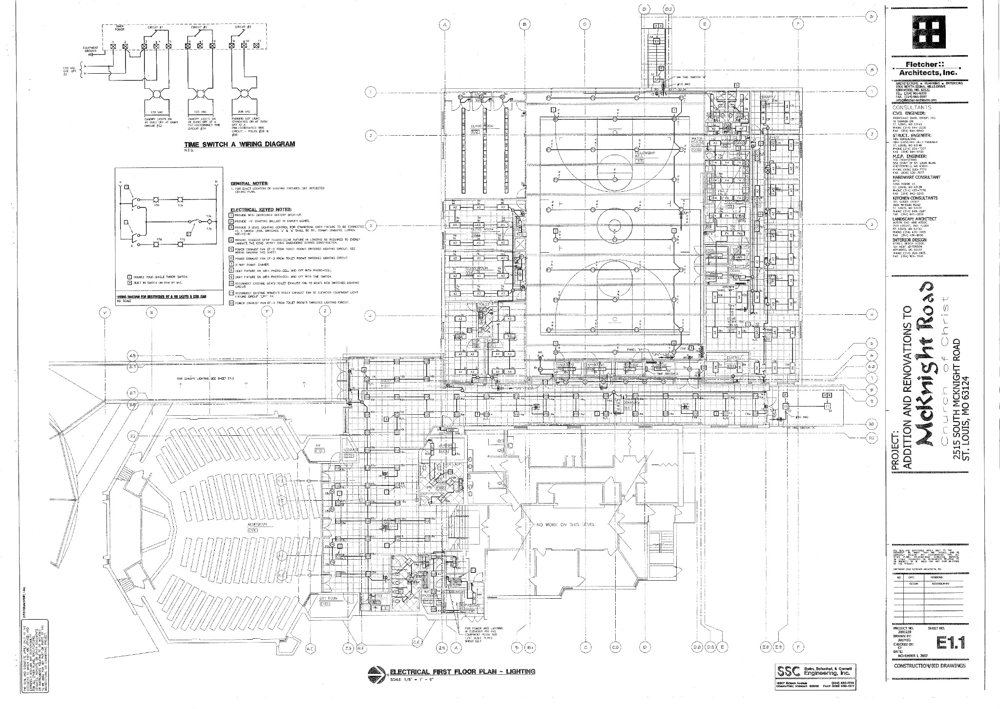 Sheet E1.1 electrical first floor lighting plan