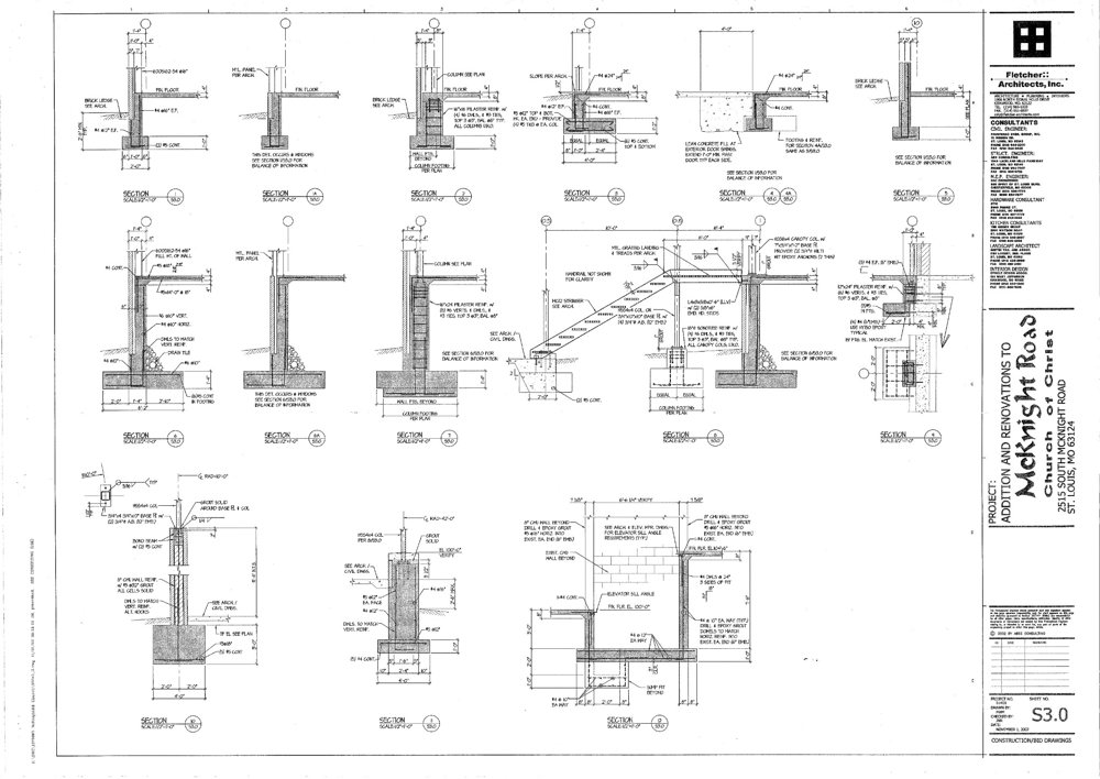 Sheet S3.0 structural sections